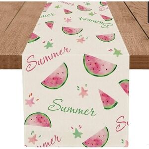 Summer Table Runner Pink Watermelon Star Table Runners Size: 13 in. x 72 in. New